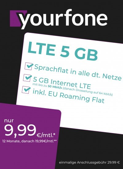Yourfone LTE 5GB Sim Only